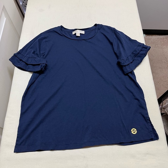 MICHAEL Michael Kors L blue ruffle sleeve top - Picture 3 of 13
